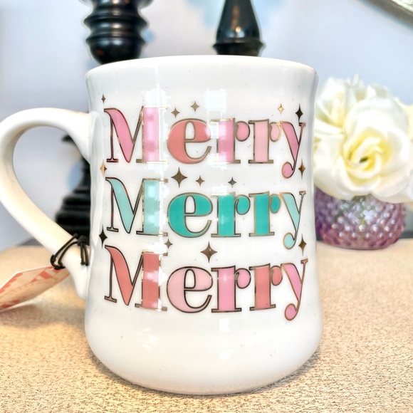 NWT Gold Metallic MERRY MERRY MERRY Ceramic Mug - Picture 8 of 8